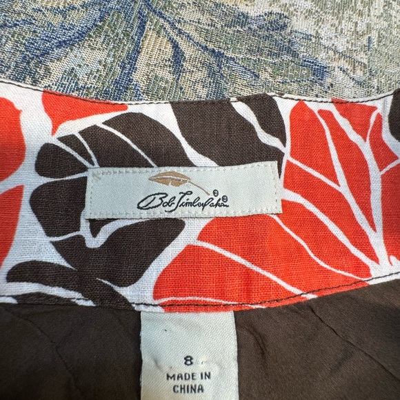 Bob Timberlake Linen Blend Floral Brown and Red Women's Full‎ Skirt Sz 8 EUC - Picture 3 of 9